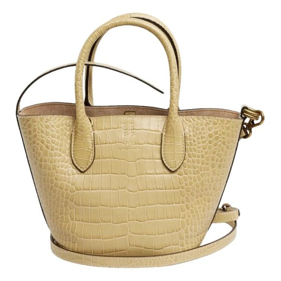 ✅ POLO RALPH LAUREN Embossed Medium Bellport Tote Croc & Suede ✨NWT & DUST BAG - Picture 1 of 17